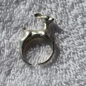 Silver Tone Bambi Deer Ring - Adjustable Wrap Ring